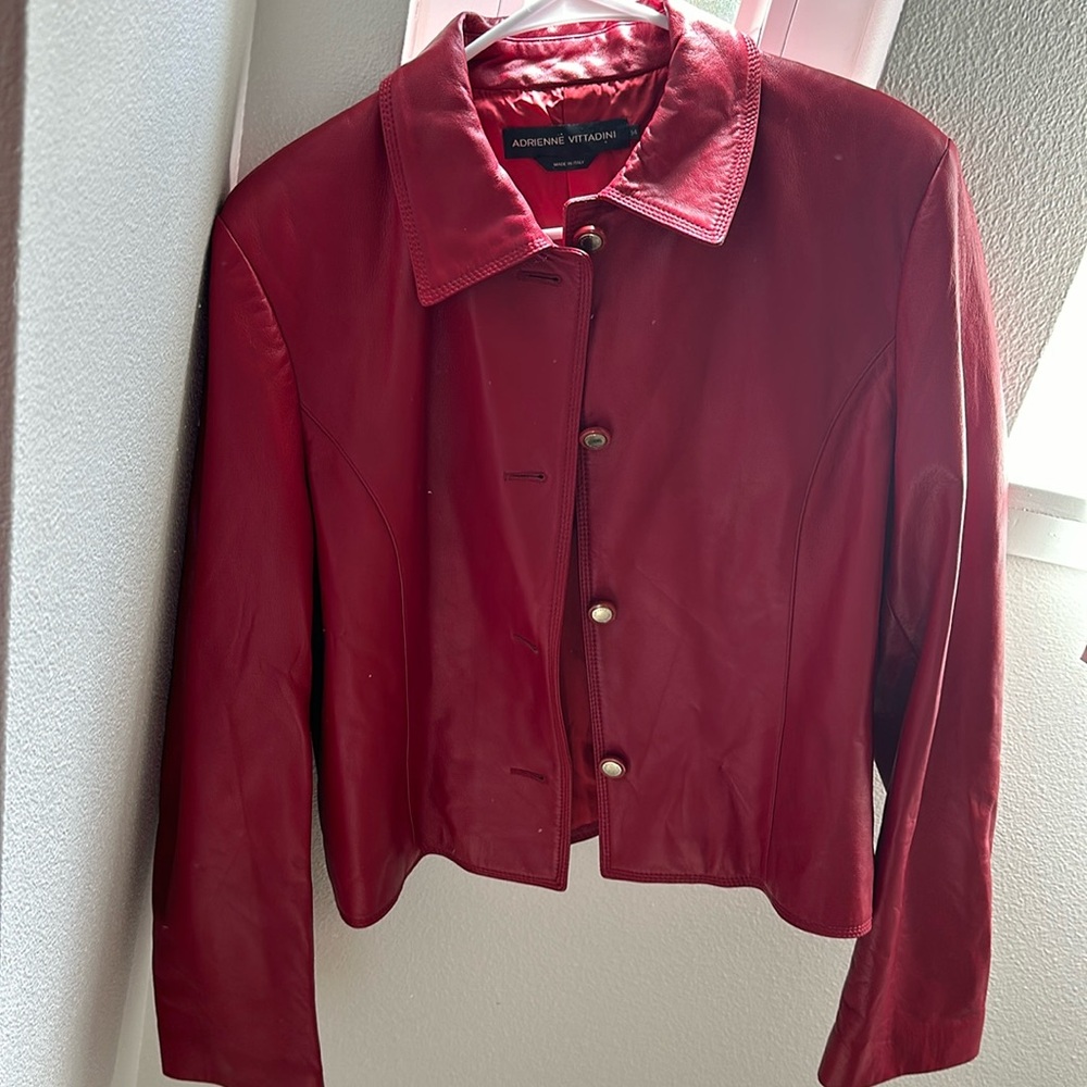 Gorgeous NWOT RED lamb skin leather jacket ITALY